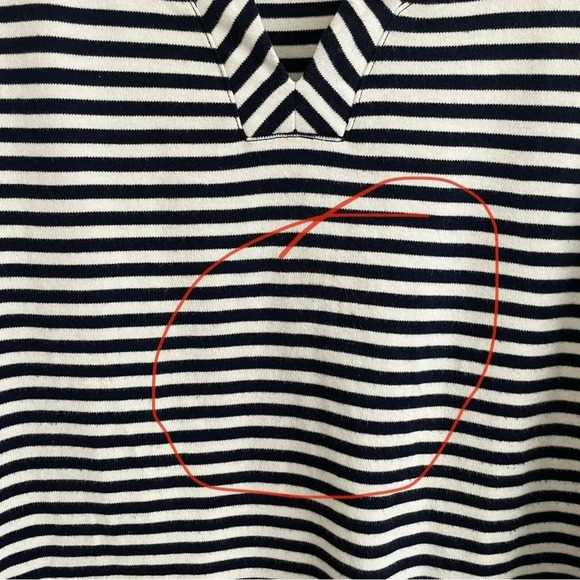 Vintage Talbots white/black striped pockets front blouse X - Picture 2 of 6